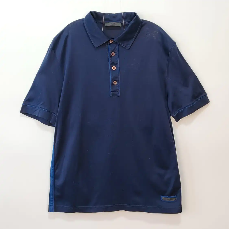 Prada Men's Cotton Polo in Dark Blue