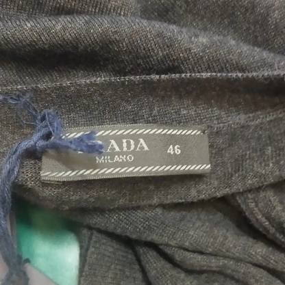 Prada Grey Wool Long Sleeve Cardigan for Men