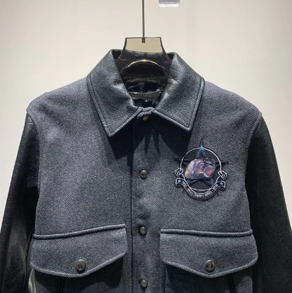 Givenchy Gray Wool and Leather Jacket for Men 0089