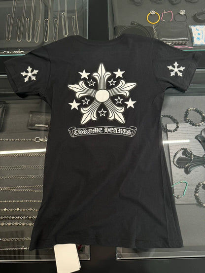 Chrome Hearts Black V-Neck Short Sleeve Tee-yf