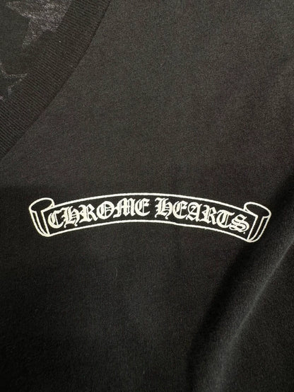 Chrome Hearts Black V-Neck Short Sleeve Tee-yf
