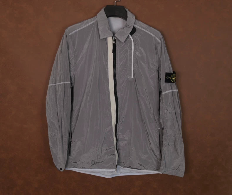 Stone Island Silver Nylon Zip Jacket-yf