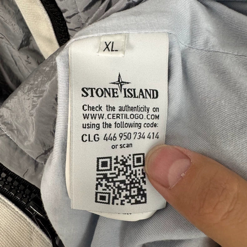 Stone Island Silver Nylon Zip Jacket-yf