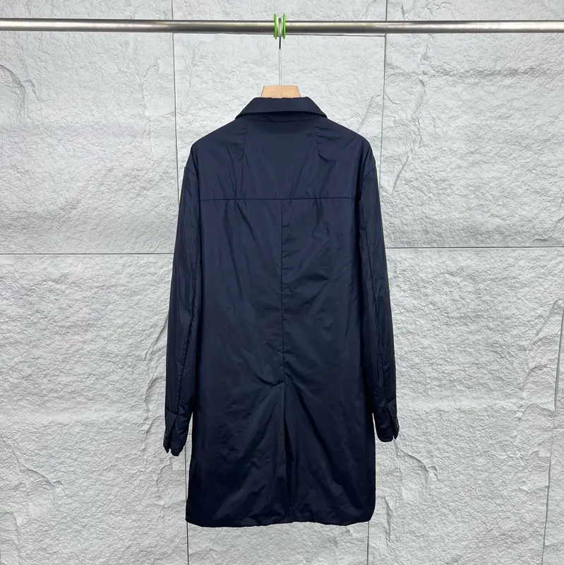 Prada Men's Navy Cotton Overcoat