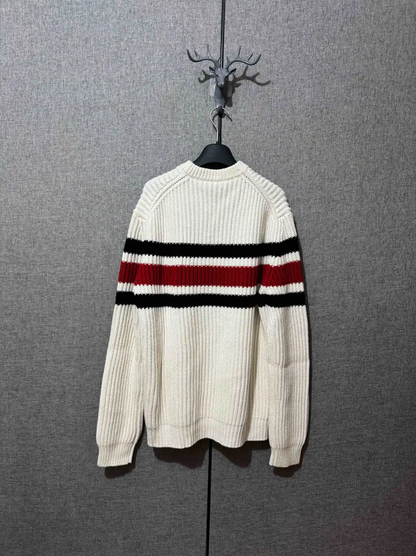 Prada Men's White Cashmere Embroidered Sweater