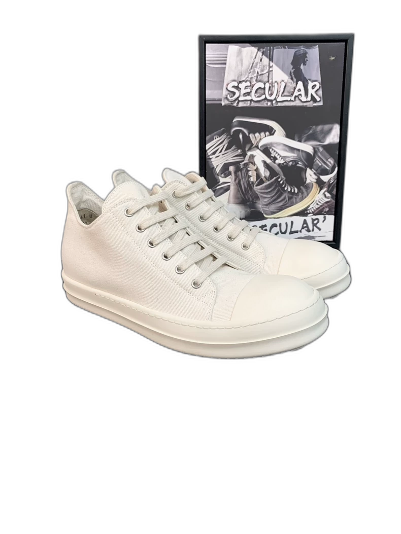 Rick Owens Low-Top White Canvas Sneakers-yf
