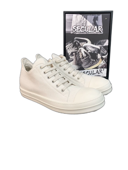 Rick Owens Low-Top White Canvas Sneakers-yf