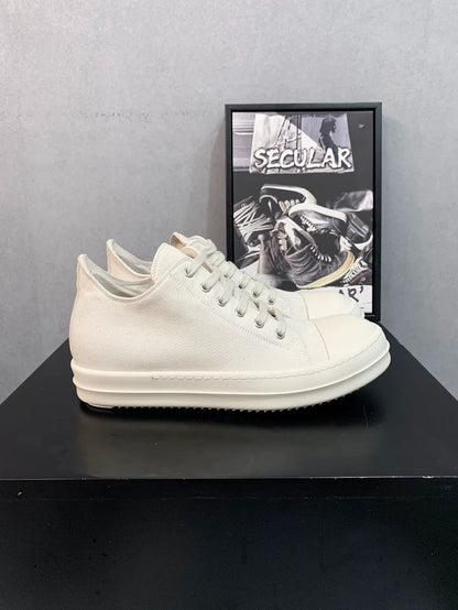 Rick Owens Low-Top White Canvas Sneakers-yf