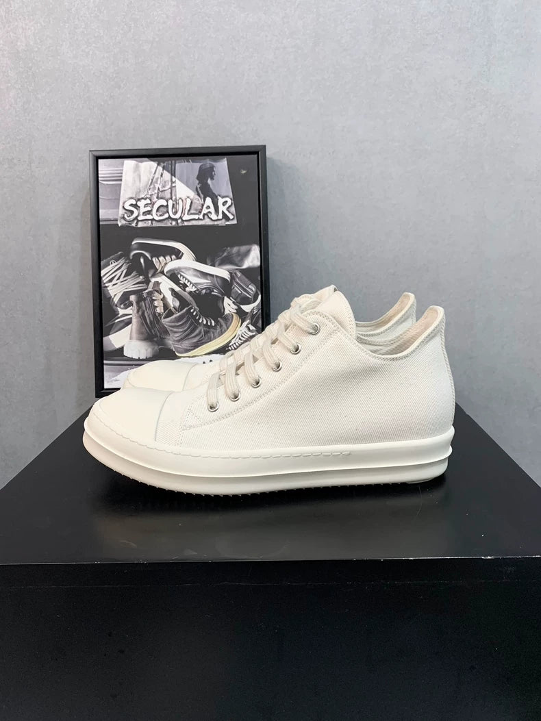 Rick Owens Low-Top White Canvas Sneakers-yf