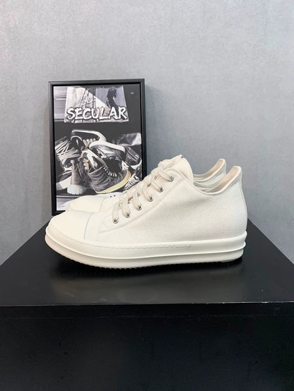 Rick Owens Low-Top White Canvas Sneakers-yf