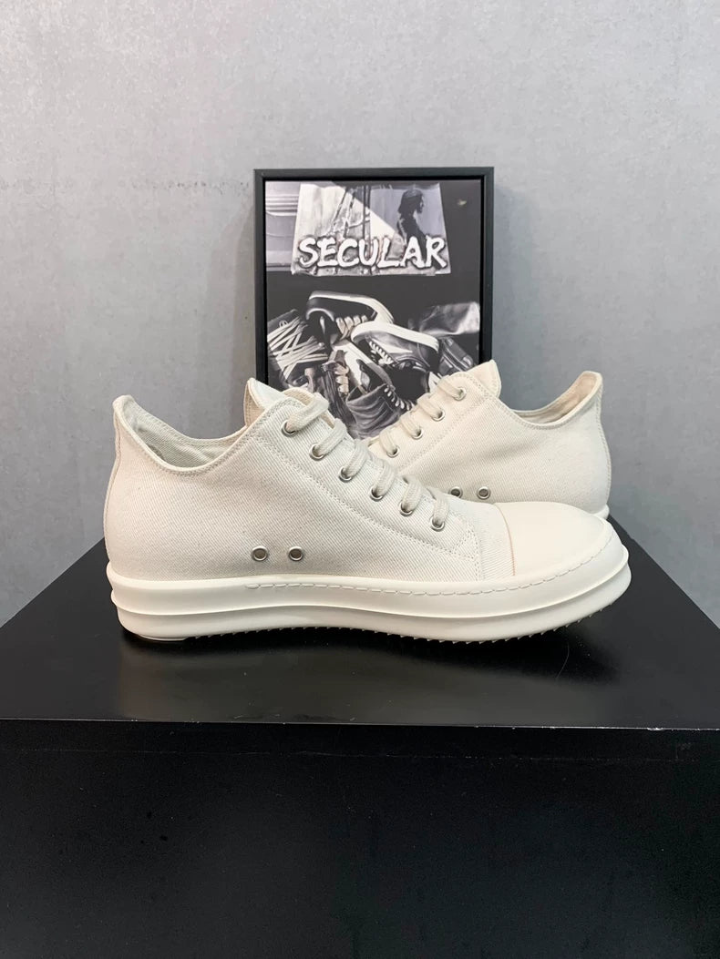Rick Owens Low-Top White Canvas Sneakers-yf