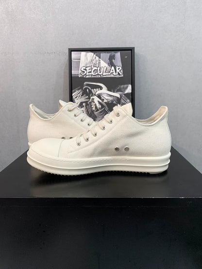 Rick Owens Low-Top White Canvas Sneakers-yf