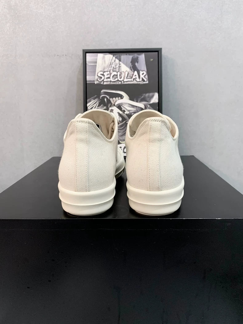 Rick Owens Low-Top White Canvas Sneakers-yf