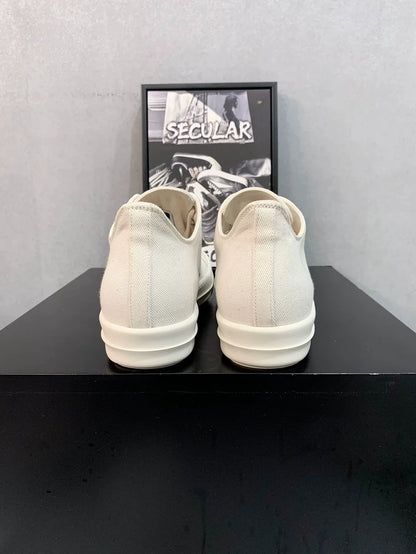 Rick Owens Low-Top White Canvas Sneakers-yf