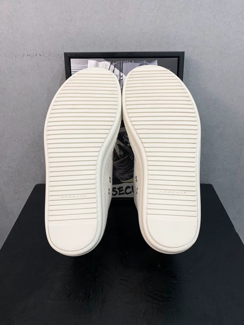 Rick Owens Low-Top White Canvas Sneakers-yf