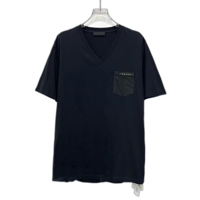 Prada Black Logo V-Neck T-Shirt