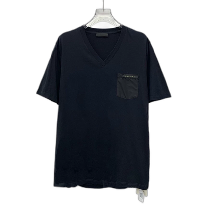 Prada Black Logo V-Neck T-Shirt