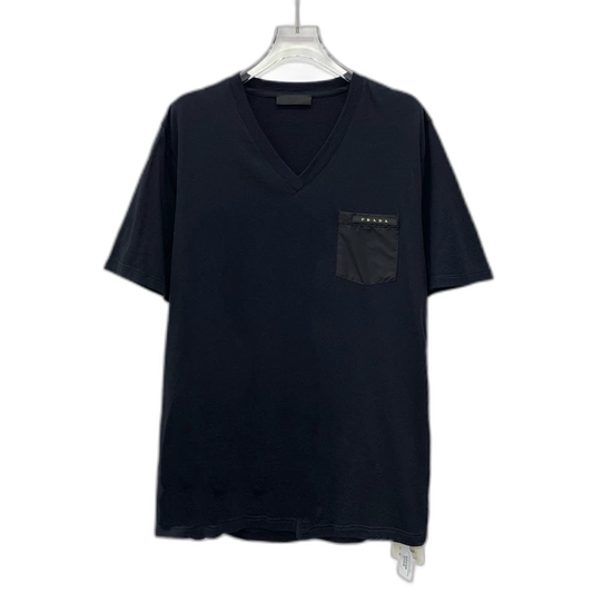 Prada Black Logo V-Neck T-Shirt