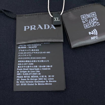Prada Black Logo V-Neck T-Shirt