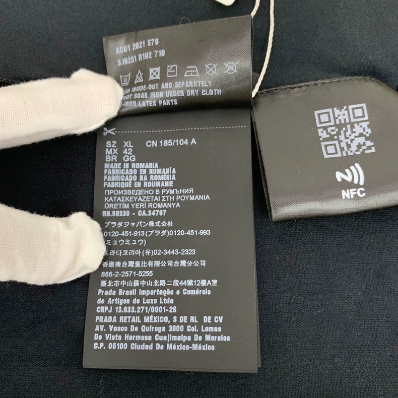 Prada Black Logo V-Neck T-Shirt