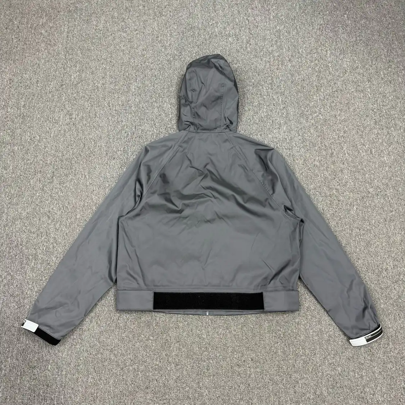 Prada Men's Gray Polyester Hooded Jacket