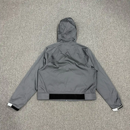 Prada Men's Gray Polyester Hooded Jacket