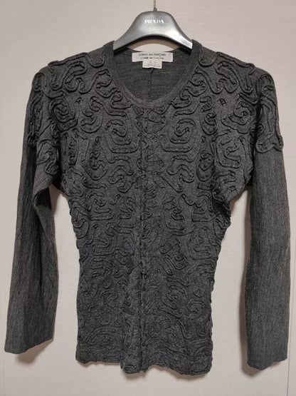 Elegant Gray Floral Cardigan from COMME des GARÇONS