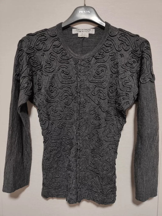 Elegant Gray Floral Cardigan from COMME des GARÇONS