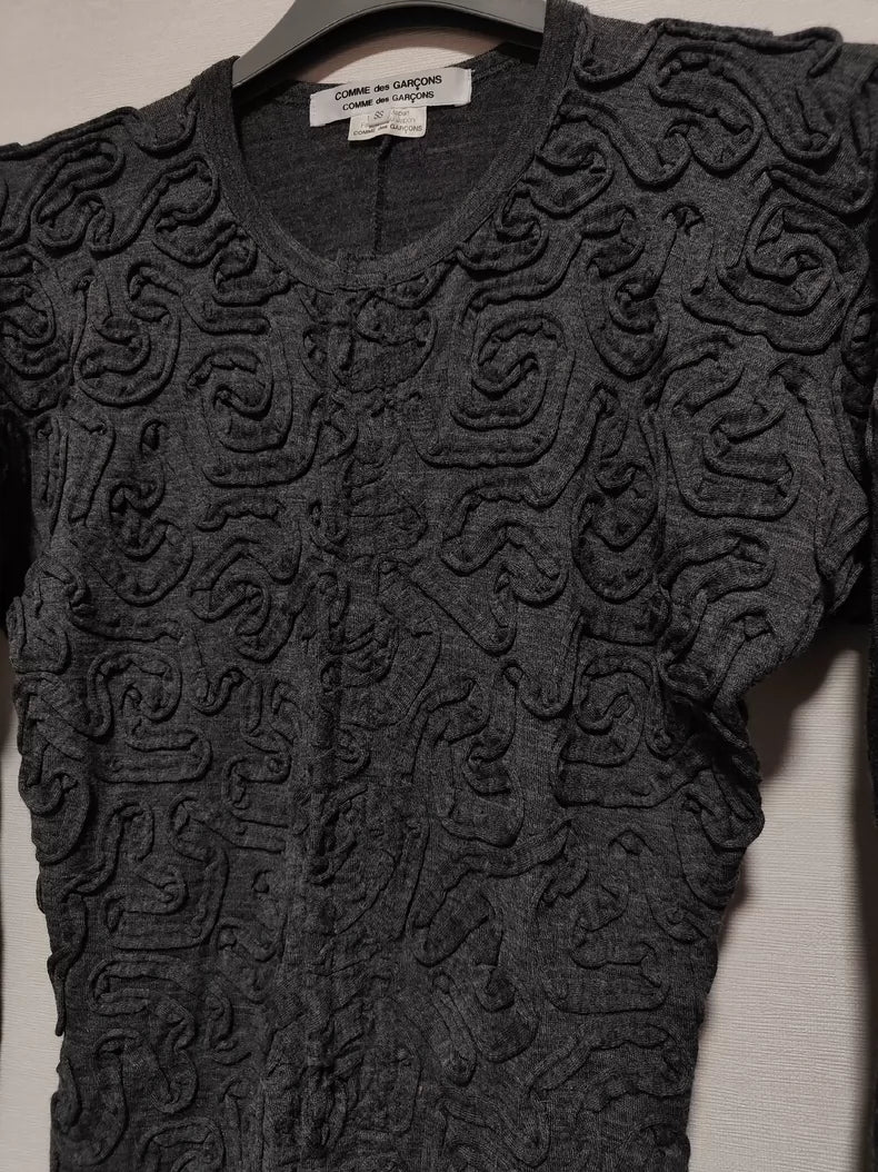 Elegant Gray Floral Cardigan from COMME des GARÇONS