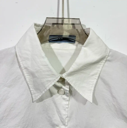 Prada White Silk Blend Long Sleeve Shirt