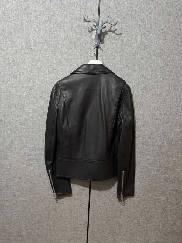 LOEWE Black Leather Embroidered Men's Motorcycle Jacket 0089