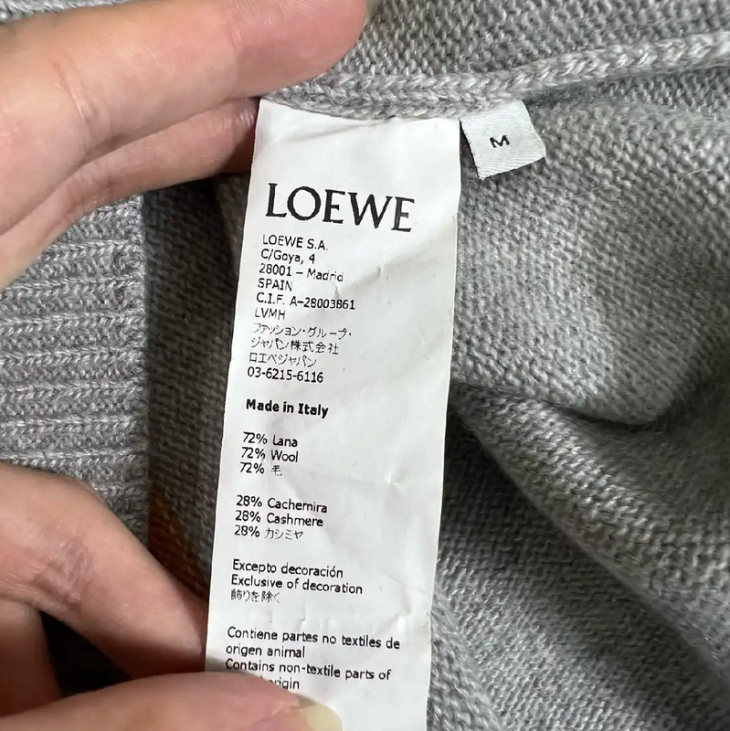 Loewe Men's Gray Knit Sweater with Colorful Sleeves 0089