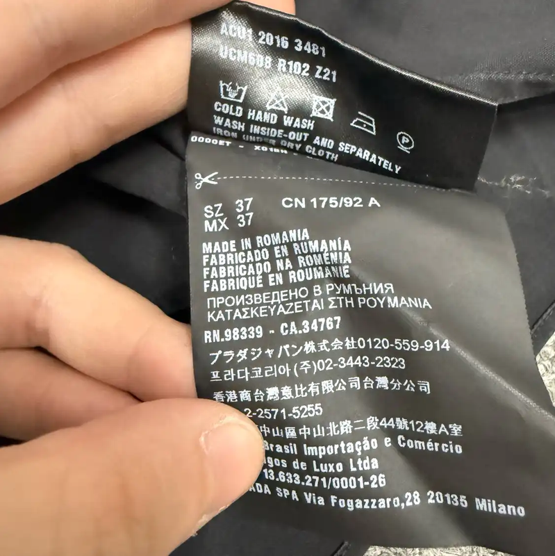 Prada Black Cotton Long Sleeve Men's Shirt