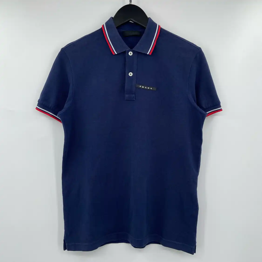 Prada Summer Navy Blue Men's Short Sleeve Polo