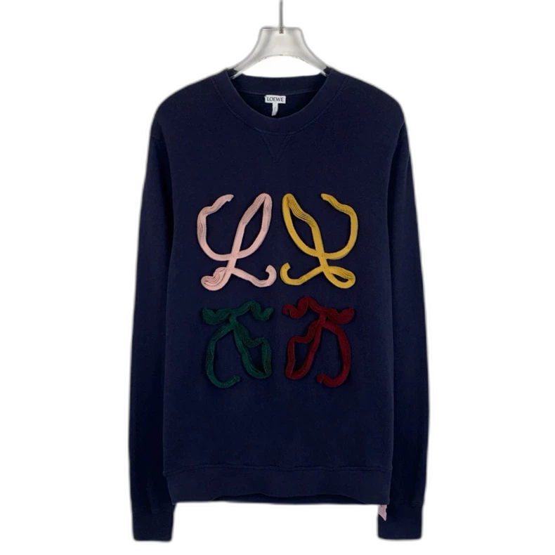 Loewe Blue Logo Colorful Long Sleeve Sweatshirt
