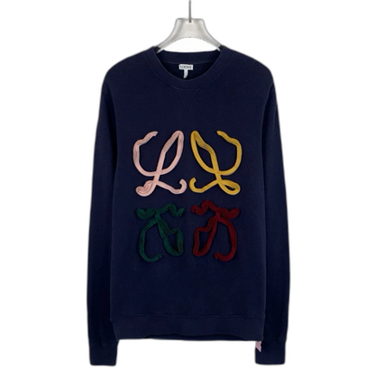Loewe Blue Logo Colorful Long Sleeve Sweatshirt