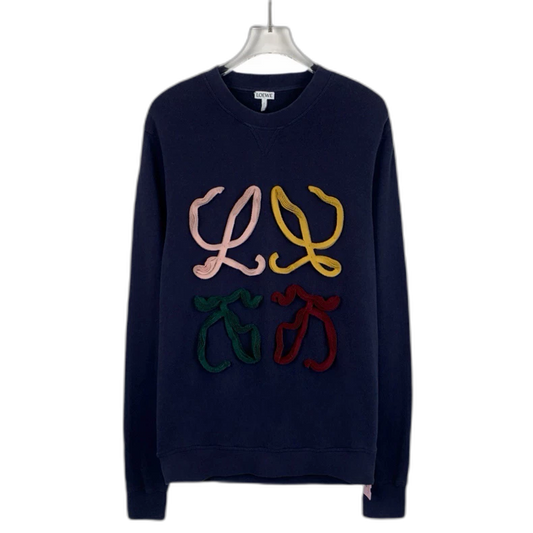 Loewe Blue Logo Colorful Long Sleeve Sweatshirt