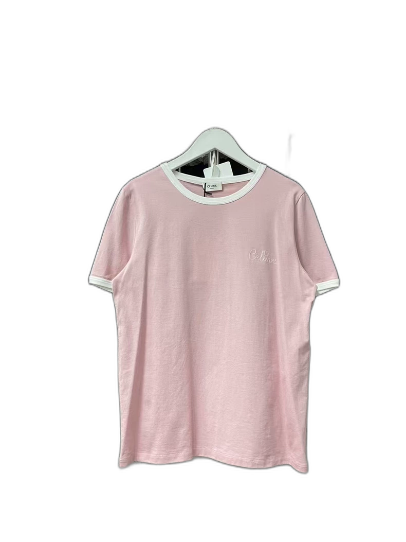 Celine Embroidered Logo Short Sleeve T-shirt