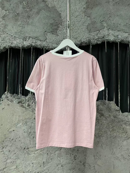 Celine Embroidered Logo Short Sleeve T-shirt