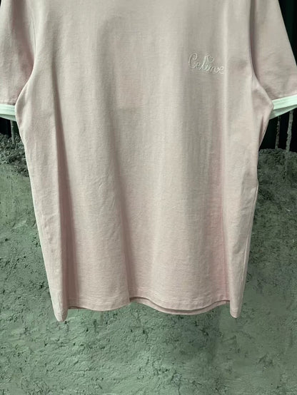 Celine Embroidered Logo Short Sleeve T-shirt