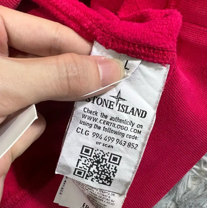 Stone Island Red Cotton Hoodie for Men 0089