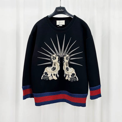 Gucci Embroidered Puppy Space Cotton Sweatshirt-yf