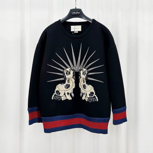 Gucci Embroidered Puppy Space Cotton Sweatshirt-yf