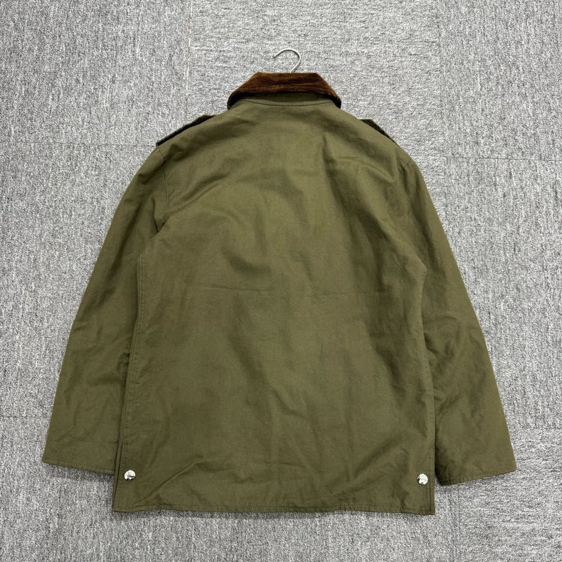 Celine Corduroy Military Shirt Green-zp
