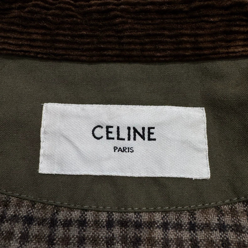 Celine Corduroy Military Shirt Green-zp