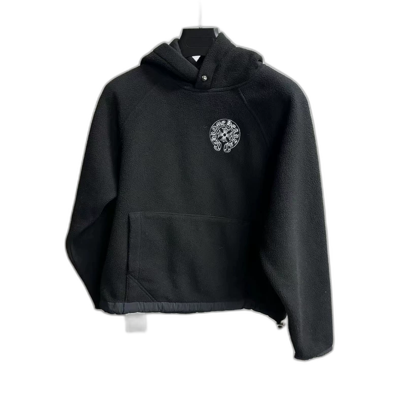 Chrome Hearts Black Pocket Hoodie with Drawstring