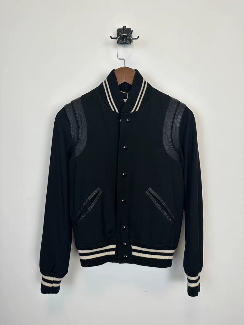 Saint Laurent Black Button-Up Baseball Jacket