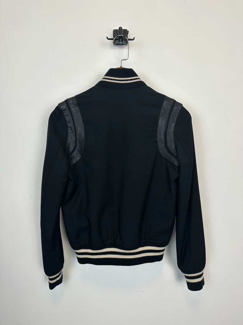 Saint Laurent Black Button-Up Baseball Jacket