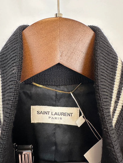 Saint Laurent Black Button-Up Baseball Jacket