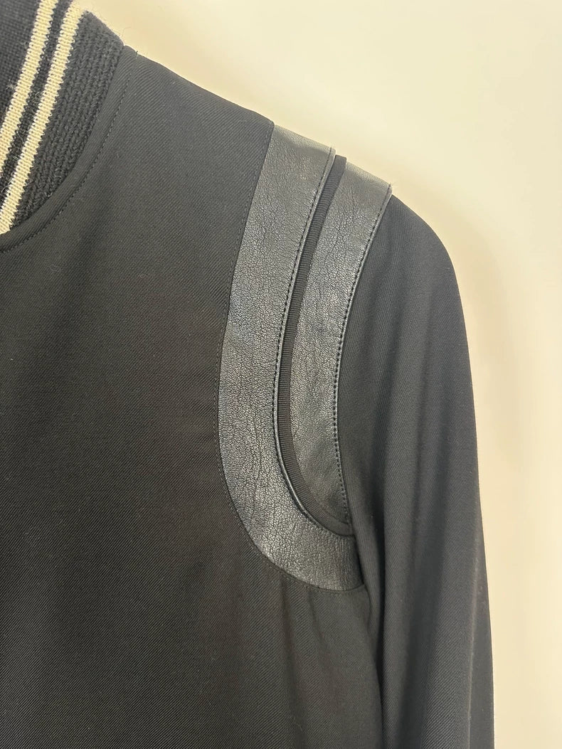 Saint Laurent Black Button-Up Baseball Jacket